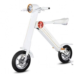WUS Bike Wu's 14 Inches Folding Electric Bike, Lithium Ion Battery, Front And Rear Disc Brakes, LCD Display, 25KM / H, Driving Range 40Km, One-Piece Wheel, White
