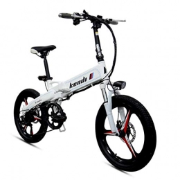 WUS Electric Bike Wu's 20 Inches Folding Electric Bike, Hidden Lithium Ion Battery, Disc Brakes, LCD Display, 30KM / H, Shock Absorber, Driving Range 40KM, 7 Speeds, White