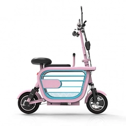 WUS Electric Bike Wu's Two-Wheel Folding Electric Bike, Lithium Ion Battery, Disc And Drum Brakes, LCD Display, 33~36KM / H, Four Shock Absorber, Double Seats, Pink, 100KM(20Ah)