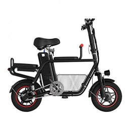 WUS Electric Bike Wu's Two-Wheel Folding Electric Bike, Removable Lithium Ion Battery, Drum Brakes, LCD Display, 37KM / H, Driving Range 28KM, Shock Absorber, Three Seats, Basket, Black