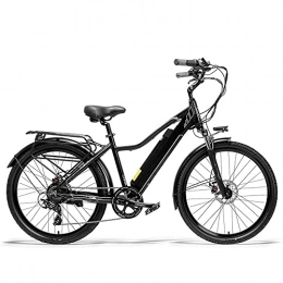 WXDP Electric Bike WXDP Self-propelled Adult Urban Electric Bike, Double Disc Brakes 26 Inch Pedal Assist Bicycle Aluminum Alloy Frame Oil Spring Suspension Fork 7-Speed, Black, 10.4 Ah