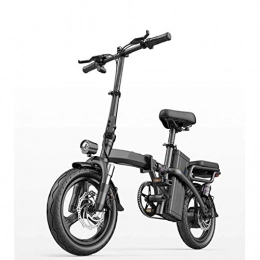 WXDP Bike WXDP Self-propelled City Folding Electric Bike, Double Disc Brakes 14 Inch Adult Urban Commuter Ebike 400W Motor Seven shock absorbers with rear seat, black, 150 km