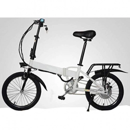 WXDP Bike WXDP Self-propelled Commuting Ebike, 300W 18 Inch Foldable Adult Electric Bike with Remote Control and Back Seat 48V Detachable Battery Rear Disc Brake Unisex, White, 9AH