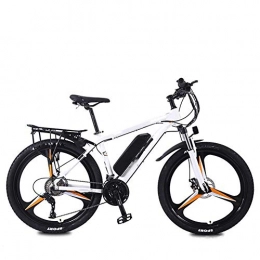 WXDP Electric Bike WXDP Self-propelled Mountain Travel Electric Bike, Double Disc Brakes 26 Inch Adult City Commute Ebike 27-Speed ​​Magnesium Alloy Integrated Wheels Removable Battery, White Orange, 10AH