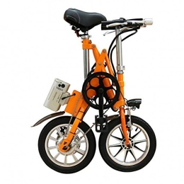 WXX Bike WXX 14 Inch Portable One Second Folding Electric Car Male And Female Adult Lithium Battery Aluminum Alloy Electric Bicycle Suitable for Camping, Orange