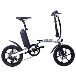 WXX Electric Bike WXX 16 Inch Aluminum Alloy Variable Speed Folding Electric Bicycle Dual Disc Brake LED Highlight Light Lithium Battery High Power Electric Vehicle, White