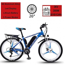 WXX Electric Bike WXX 26-Inch Magnesium Alloy LEC Liquid Crystal Display Electric Bicycle Removable Lithium-Ion Battery Off-Road Adult Variable Speed Car Three-Color Optional, Blue, 10AH