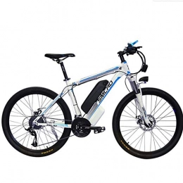 WXX Electric Bike WXX 350W 26-Inch Electric Mountain Bike Double-Disc Brake Removable Large-Capacity Lithium-Ion Battery (48V 10AH) Bicycle 21-Speed Gear Three Working Modes, white blue