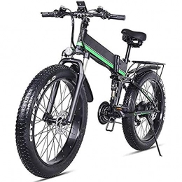WXX Bike WXX Adult Folding Electric Bike, 4.0 Oversized Tires 26 Inch 48V / 12.8AH / 1000W Off Road Mountain Bike Three Riding Modes Battery Bicycle, Green