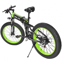 WXX Electric Bike WXX Adult Folding Electric Mountain Bike, 48V / 8Ah / 350W Lithium Ion Batterysnow Bike, 26" Electric Bicycle, For Outdoor Cycling Exercise, black green