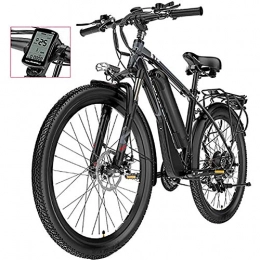 WXX Electric Bike WXX Electric Mountain Bike with Rear Seat, 26" 21-Speed Waterproof Electric Bike, 400W with Removable 48V 13AH Lithium-Ion Battery Bicycle Ebike, black gray, 48v13AH