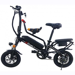 WXX Bike WXX Small Parent-Child Electric Bicycle, 288W 12Inch Pedal Assist E-Bike, with Removable 48V Lithium Battery Electric Bicycle, for Outdoor Cycling, Black, 48V8AH