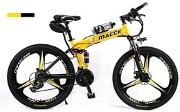 Wyyggnb Electric Bike Wyyggnb Mountain Bike, Unisex Dual Suspension Mountain Bike 26" Integral Wheel Electric Bike High-Carbon Steel Hybrid Bicycle Pedal Assisted Folding Bike With 36V Li-Ion Battery (Color : Yellow)
