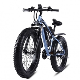 WZW Bike WZW JM02S 1000W Adults Electric Bike 48V17Ah 4.0 Fat Tire Mountain Ebike Kit 21 Speed Gears Waterproof Electric Bicycle with LCD Display (Color : Blue, Size : 1 Battery)