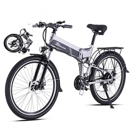 WZW Electric Bike WZW M90 Foldable Electric Bike for Adults - 26 inch 500W Off-Road Ebike - 48V / 12.8Ah Removable Lithium-Ion Battery Mountain Bicycle 21 Speed Gears (Color : Gray, Size : 1 Batterie)