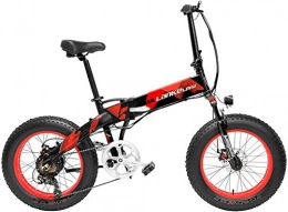 IMBM Electric Bike X2000 20 Inch Fat Bike Folding Electric Bicycle 7 Speed Snow Bike 48V 10.4Ah / 14.5Ah 500W Motor Aluminium Alloy Frame 5 PAS Mountain Bike (Color : Black Red, Size : 14.5Ah+1 Spare Battery)