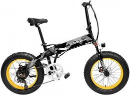 IMBM Bike X2000 20 Inch Fat Bike Folding Electric Bicycle 7 Speed Snow Bike 48V 10.4Ah / 14.5Ah 500W Motor Aluminium Alloy Frame 5 PAS Mountain Bike (Color : Black Yellow, Size : 10.4Ah)
