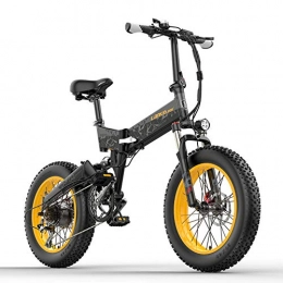 LANKELEISI Bike X3000plus 20 Inch Fat Bike Folding Electric Mountain Bike, Power Assist Bicycle with 48V Removable Battery (Grey, 14.5Ah)