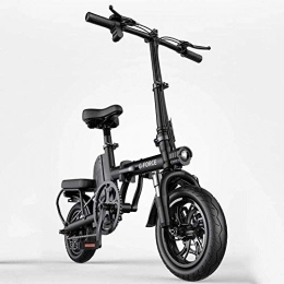 XBSLJ Electric Bike XBSLJ Electric Bikes, Folding Bikes Aluminum Alloy with Removable Support Mobile Phone Charging Portable 100Km 48V Lithium-Ion Battery for Adults Teens-Black