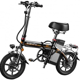 XBSLJ Bike XBSLJ Electric Bikes, Folding Bikes Folding Ebike Aluminum Alloy Frame 14 inch Wheels Removable 48V Lithium-Ion Battery for Sports Outdoor Cyclingr Adult Black