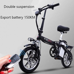 XHHXPY Electric Bike XHHXPY Electric Bike 48V 500W Generation driving electric bicycle 14 inch folding 48V / 240W lithium battery adult power small battery car men and women light treasure, Black