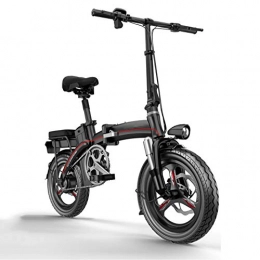 XHJZ Bike XHJZ Electric Bike, Urban Commuter Folding E-bike, Max Speed 30km / h, 14" Aviation aluminum alloy frame, 350W / 48V Removable Charging Lithium Battery, 5A fast charger, Black