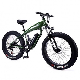 xianhongdaye Electric Bike xianhongdaye 26-inch mountain snow bike, electric lithium battery, lightweight and fat tires, front and rear mechanical disc brakes, off-road bicycles-green