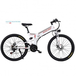 Xiaotian Electric Bike Xiaotian Foldable Electric Mountain Bike, Bicycle with Lithium Battery, Off-Road Bicycle, 26 Inch 21 Speed, White Spoke Two Wheel, White