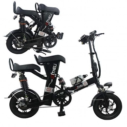 Xiaotian Bike Xiaotian Folding Electric Bike, City Commuter E-Bike 12 Inch 350W Lightweight Moped Motor Bicycle with 48V Lithium Battery for Men Women Adults, Black, 48V / 11AH / 45km