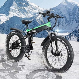 XINHUI Bike XINHUI Electric Snow Bike, Folding Electric Mountain City Bike, LED Display Electric Bicycle Commute Ebike 500W 48V 10Ah Motor, 120Kg Max Load, Green
