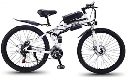 XINHUI Bike XINHUI Electric Snow Bike, Mountain Bike 36V 10AH E Bike Foldable 26-Inch Stylish 21-Speed Powerful Hybrid Bike for Stable Performance, White