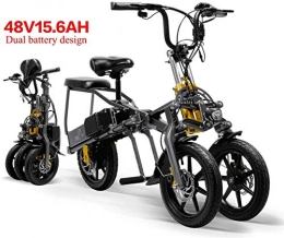 XINTONGDA 2 Batteries Electric car 48V 15.6A Folding Tricycle Electric tricycle 14 Inch 1 Second High Range Electric bike easily