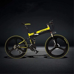 IMBM Bike XT750-S 26 Inch Folding Electric Bike, Hydraulic Disc Brake, 400W Motor, Top Brand Battery, Long Endurance, 5 Pedal Assist (Color : Black Yellow, Size : 10.4Ah)
