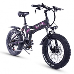 XXCY Electric Bike XXCY 20 Inch Fat Tire, 36v 500w Motor, Foldable Bicycle, Electric Bike, Mobile Lithium Battery Shimano 7 Speed Disc Brake (purple)
