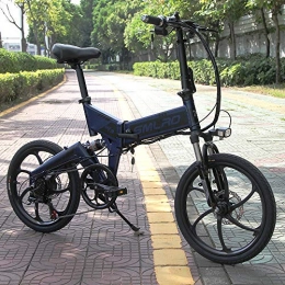 XXCY Electric Bike XXCY 20 Inch Folding Electric Bicycle, 350W Foldable Electric Bike Safe Adjustable Portable for Cycling, Shimano 21 Speed (blue)