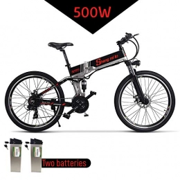 XXCY Bike XXCY 500w / 350w Electric Mountain Bike 12.8ah ebike Folding mtb Bicycle Shimano 21speeds Two batteries (black02)