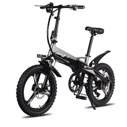 XXZQQ Bike XXZQQ Electric Bike Folding Mountain Bike, 7-Speed Electric Bicycle Double Shock Absorber Bicycle 48V 250W Adult Aluminum Alloy with 20 Inch Tire Disc Brake And Full Suspension Fork, Black, 5to60KM