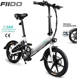 Y&XF Bike Y&XF 16" Electric Folding Bike for Adults, 250W Aluminum Electric Bicycle with Pedal for Adults And Teens, with Shockproof Tire Safe Dual-Disc Brakes, for Commuting, White