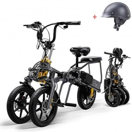YAUUYA Electric Bike YAUUYA Foldable Electric Tricycle For Adults With Poor Balance Ability, Three Wheels Electric Mountain Bike With A Helmet, Up To 30km 25km / h Lithium Battery Three Speed Modes Big Wheels
