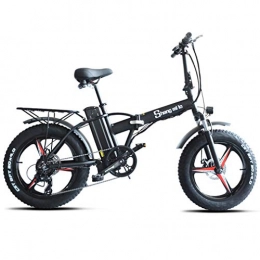 Yd&h Bike Yd&h 20 Inch Folding Electric Bike, Electric All Terrain Mountain Bicycle with LCD Display, 500W 48V 15AH Lithium Battery, Dual Disk Brakes for Unisex, Black