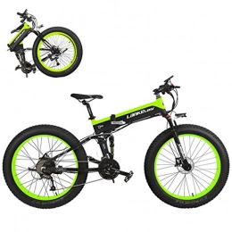 Yd&h Bike Yd&h Foldable Electric Mountain Bike, 26 Inch Fat Tire Beach Snow Electric Bicycle with Removable 48V 12.8Ah Lithium Battery, Motor 400W, 27 Speed Gear And Three Working Modes, Green