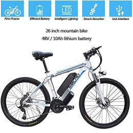 YDBET Electric Bike YDBET Electric Bicycle for Adults, Electric MTB, 26 Inch Aluminum Alloy Removable 350W Ebike Bikes, 27-Speed 48V / 10Ah Lithium-ION for Outdoor Cycling Travel, White Blue