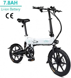 YHBX Electric Bike YHBXFIID0 Electric Bike Foldable, 7.8Ah Folding E-bike, Max Speed 25km / h, 14'' Super Lightweight, 350W / 36V Rechargeable Lithium Battery, Seat Adjustable, Portable Folding Bicycle (D2-White)