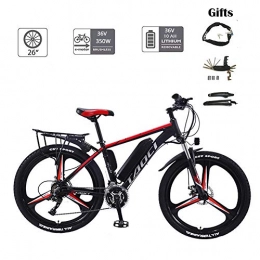 YMhome Bike YMhome 26''Electric Mountain Bike with Removable Large Capacity Lithium-Ion Battery (36V 350W 10AH), Electric Bike 21 Speed Gear And Three Working Modes, Black Red