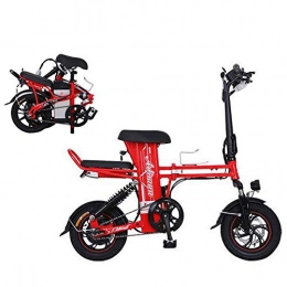 YOUSR Bike YOUSR Carbon Steel Folding Electric City Bike, 100Km 350W Motor 48V 25AH Distance Foldable Lithium Ion Battery LCD Screen Red