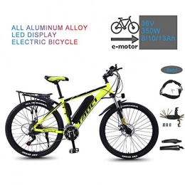 YRXWAN Electric Bike YRXWAN Aluminum Alloy Material Electric Mountain Bike 26" 36V 350W Removable Lithium-Ion Battery Bicycle Ebike, for Outdoor Cycling Travel Work Out, Yellow, 13AH80KM