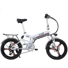 YSHUAI Electric Bike YSHUAI Electric Bicycles, Folding Electric Bicycles for Adults, Bike Magnesium Alloy, Terrain, 20 Inches, 350 W / 48 V, Endurance 100 / 120 Km, White, Endurance 100 km