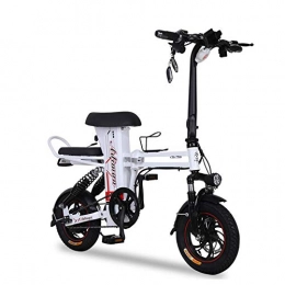 YuCar Bike YuCar Folding Bike E-Bike 12 Inch Removable Electric Bicycle 3 Speed 48V 11AH Lithium Ion Battery with 250W Motor (550Lbs), White