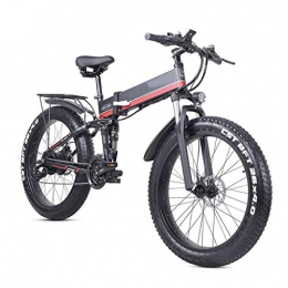 YUN&BO Electric Bike YUN&BO Folding Electric Mountain Bike, 26-Inch Full Suspension Assist E-Bike with 48V 8AH Lithium Battery, Off-Road Bicycle for Outdoor Cycling Travel, Black