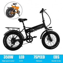 YXYBABA Bike YXYBABA Folding Electric Bike Adult 350W 7 Speed 48V 10AH Removable Lithium-Ion Battery 4.0 Fat Tire All Terrain Foldaway Commuter Snow Bicycle, Black